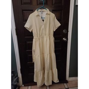 Unique 21 Womens tiered woven shirt midi dress